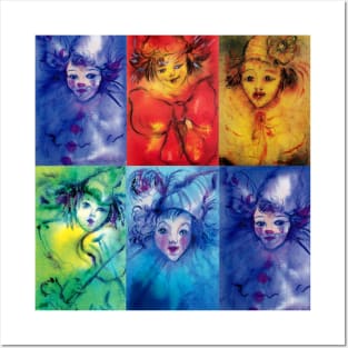 COLORFUL CIRCUS  CLOWNS Watercolor Collection Posters and Art